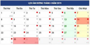 Lịch Nghỉ ỗ Tổ Hùng Vương 2019, 30 4 Và 1 5