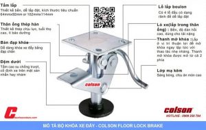 Quy Cách Khóa Sàn Xe đẩy Hàng Colson Floor Lock Brake Banhxecolson.com