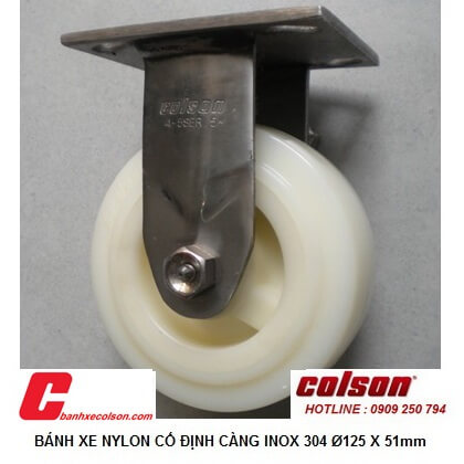 hình thực tế bánh xe đẩy caster càng inox cố định nylon d125 54111 banhxecolson.com